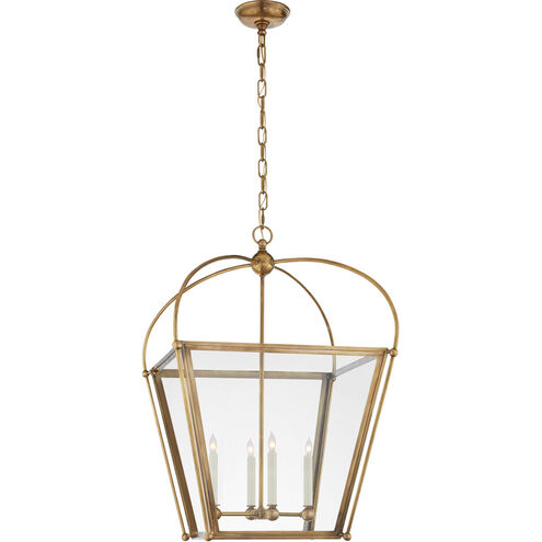 Chapman & Myers Riverside 4 Light 21 inch Antique-Burnished Brass Square Lantern Pendant Ceiling Light, Medium