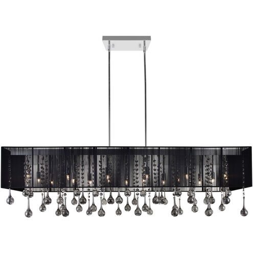 Water Drop 17 Light 13 inch Chrome Drum Shade Chandelier Ceiling Light in Black / Smoke