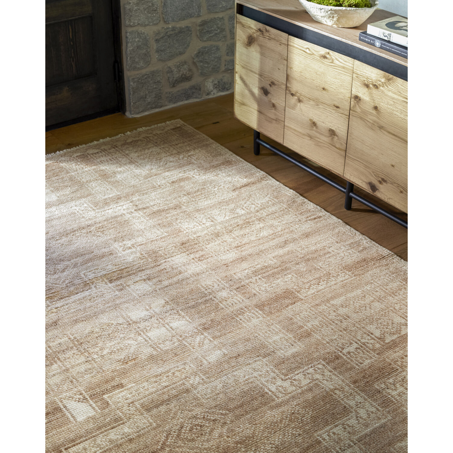 Kunal 108 X 72 inch Pearl / Natural Handmade Rug in 6 x 9