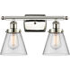 Ballston Small Cone 2 Light 16 inch Polished Nickel Bath Vanity Light Wall Light in Clear Glass