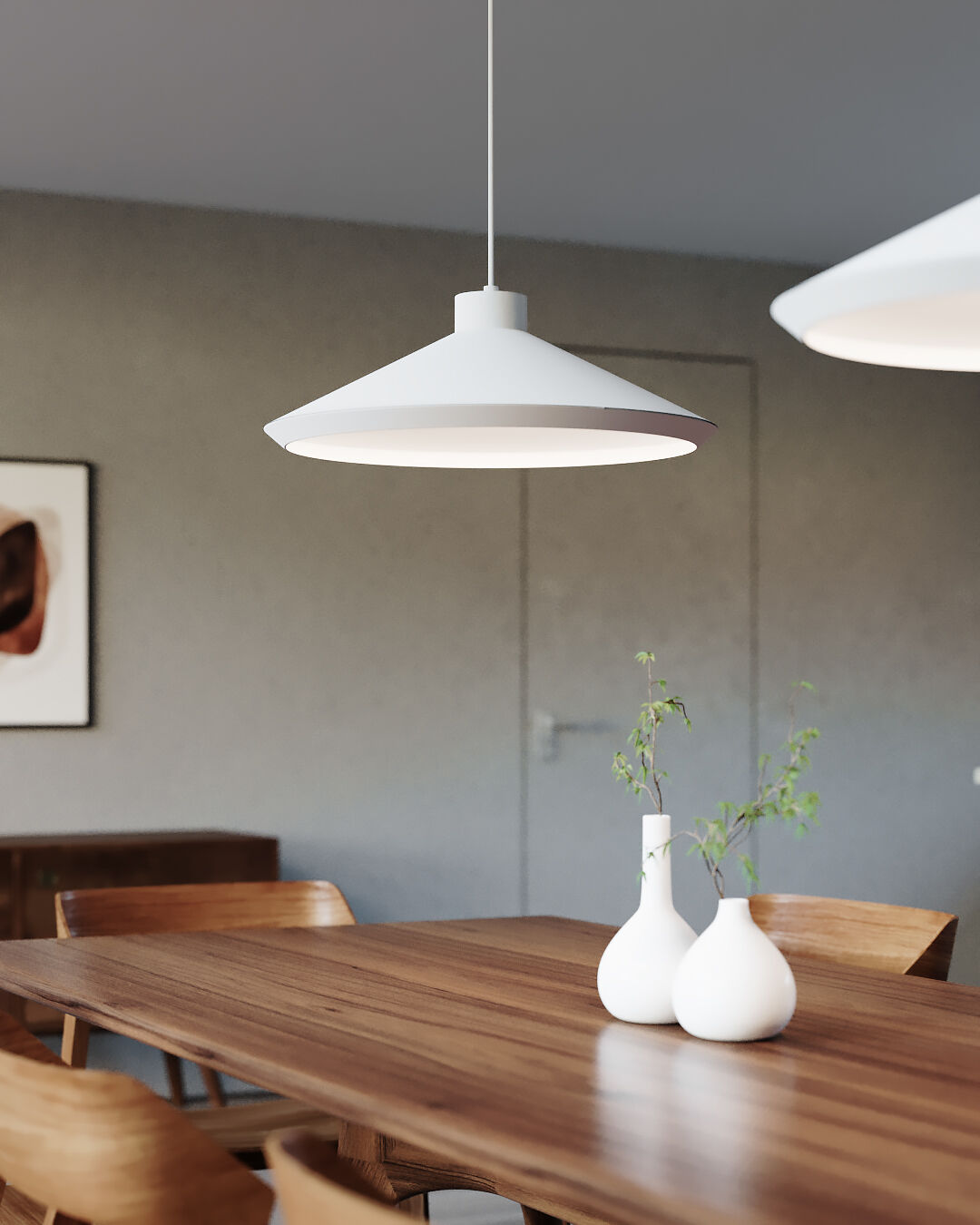 Koma LED 22 inch Satin White Pendant Ceiling Light in GU24