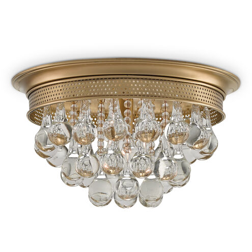 Worthing 1 Light 14 inch Antique Brass Flush Mount Ceiling Light