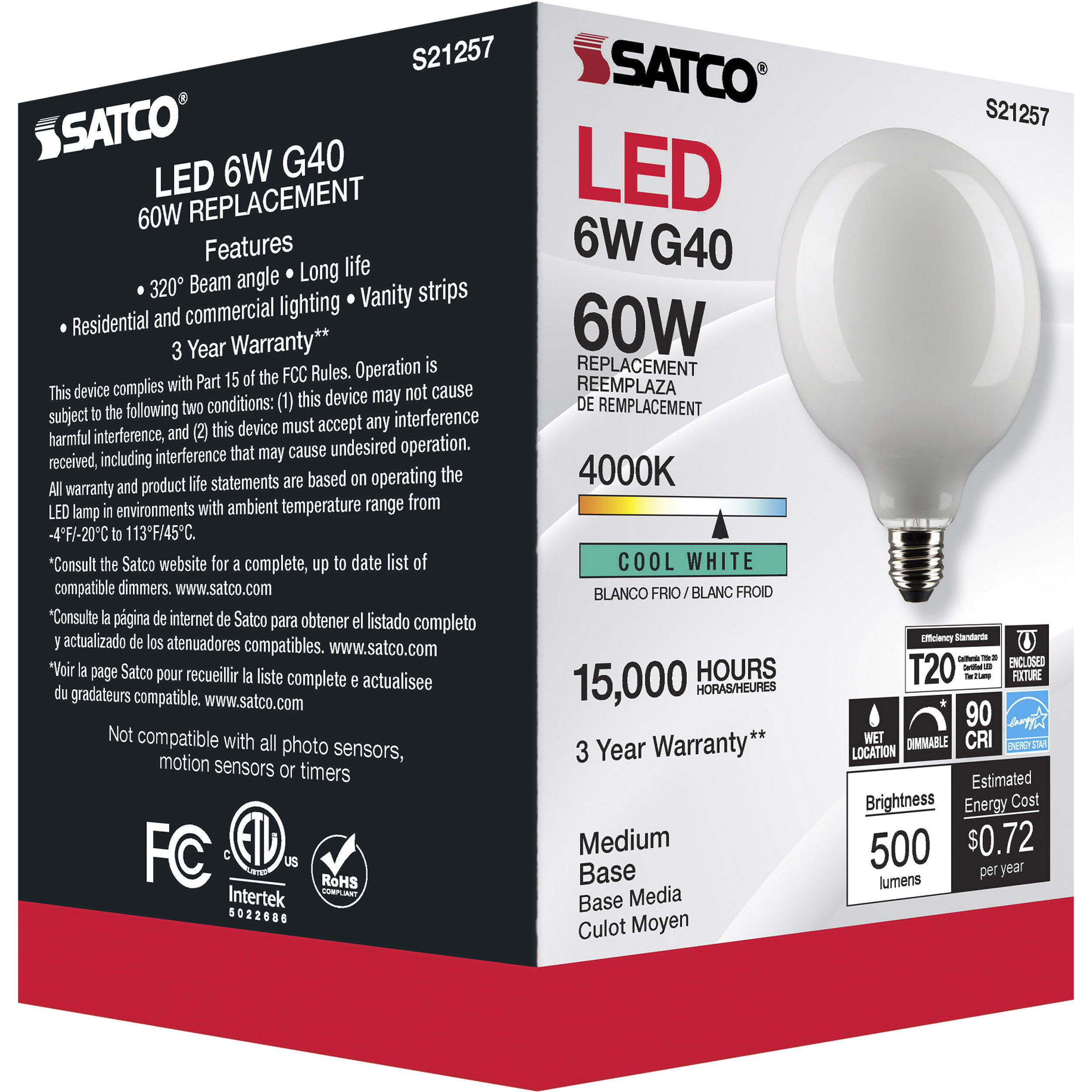 Lumos LED Medium Medium 6.00 watt 4000K LED Filament
