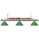 Shark 3 Light 58 inch Brushed Nickel Billiard Ceiling Light in Green Plastic