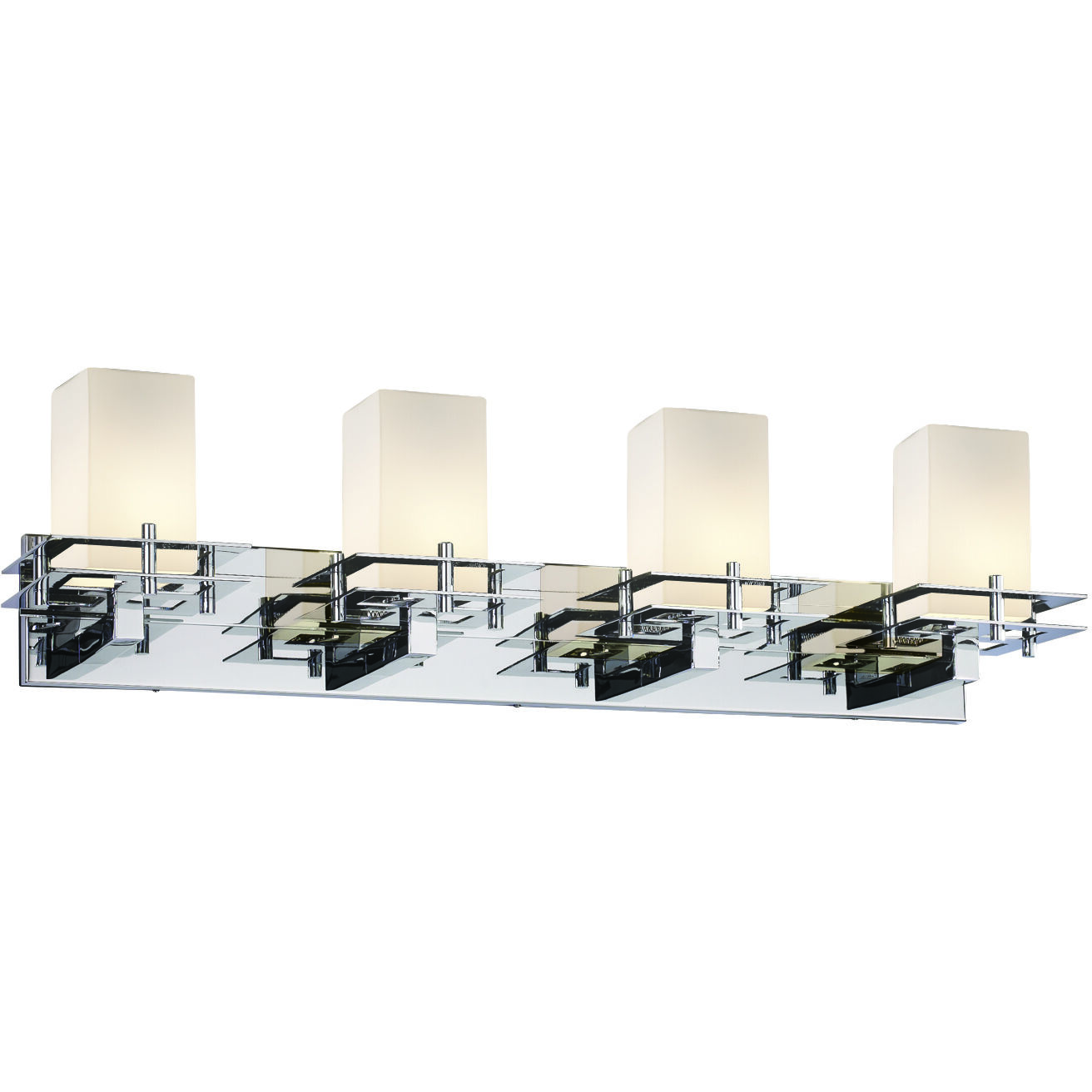 Fusion LED 36.5 inch Polished Chrome Bath Bar Wall Light in 2800 Lm LED, Cylinder with Flat Rim, Frosted Crackle Fusion