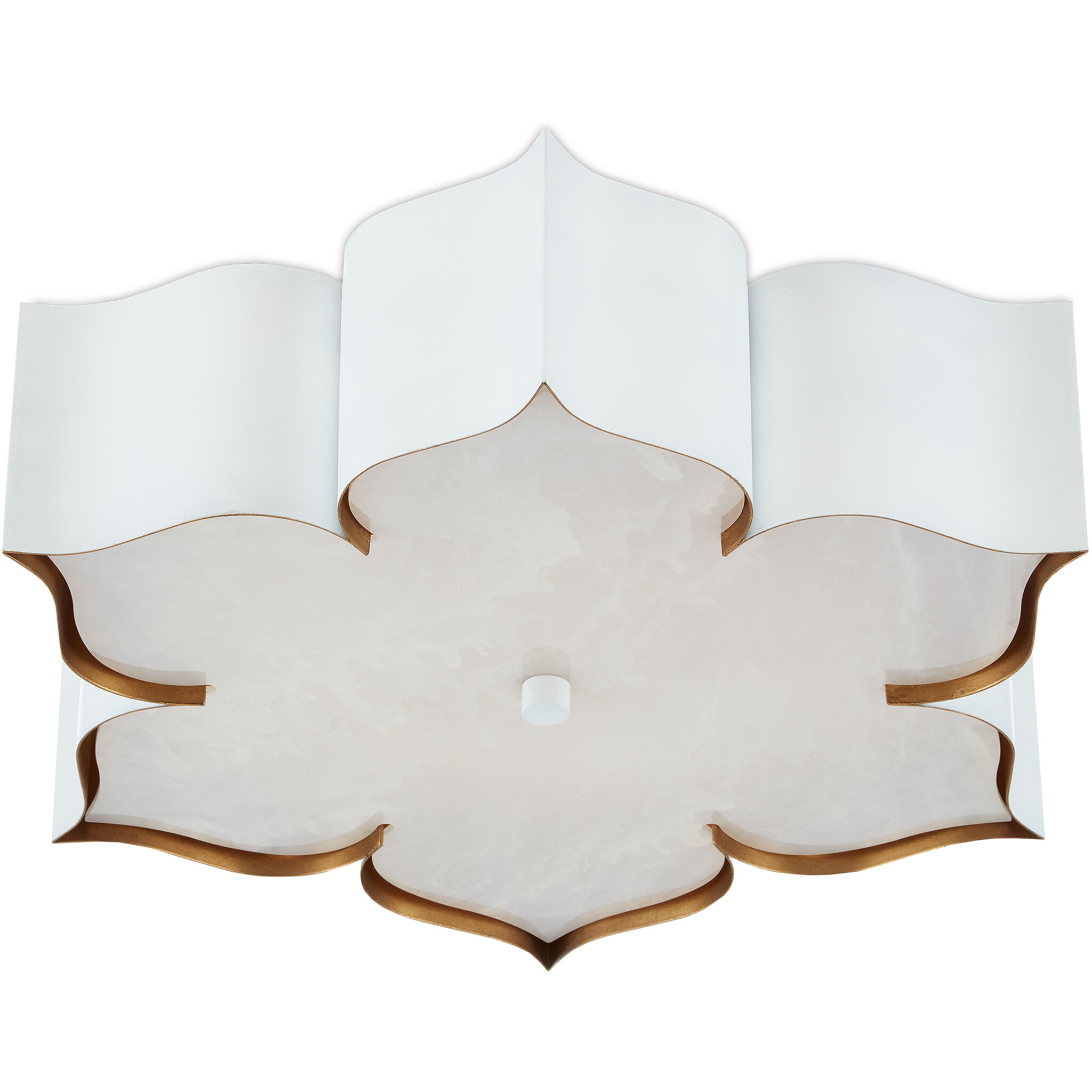 Grand Lotus 2 Light 19 inch Sugar White/Contemporary Gold Flush Mount Ceiling Light