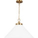 C&M by Chapman & Myers Wellfleet 1 Light 23.5 inch Matte White and Burnished Brass Pendant Ceiling Light in Matte White / Burnished Brass