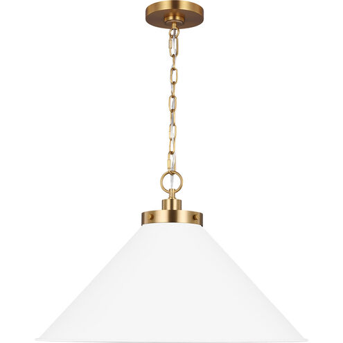 C&M by Chapman & Myers Wellfleet 1 Light 23.5 inch Matte White and Burnished Brass Pendant Ceiling Light in Matte White / Burnished Brass