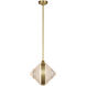 Waterford Copper Coast LED 15 inch Natural Brass Karo Cut Pendant Ceiling Light