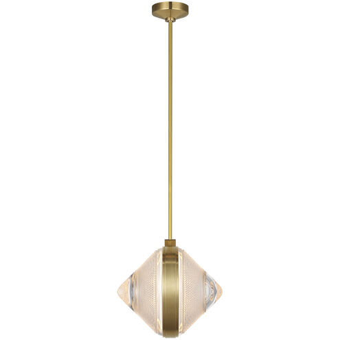 Waterford Copper Coast LED 15 inch Natural Brass Karo Cut Pendant Ceiling Light