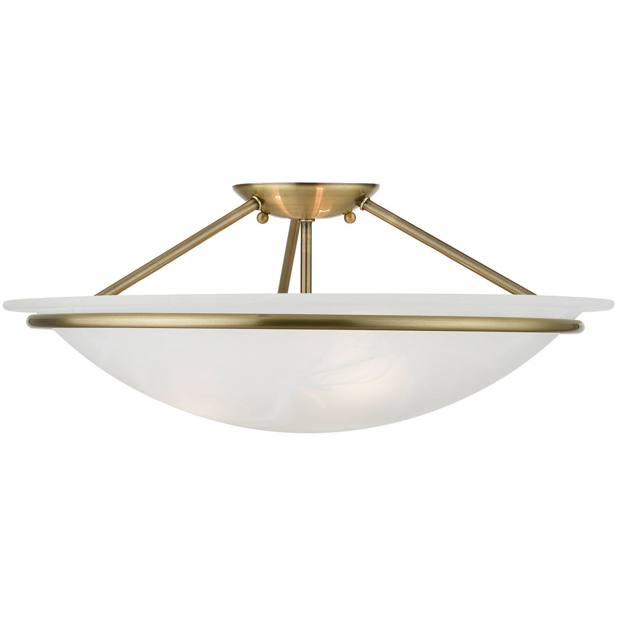 Newburgh 3 Light 20 inch Antique Brass Semi-Flush Ceiling Light
