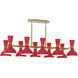 Clare 10 Light 45.75 inch Modern Brass Chandelier Ceiling Light in Ruby Red