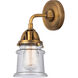 Nouveau 2 Small Canton 1 Light 5 inch Brushed Brass Sconce Wall Light in Seedy Glass