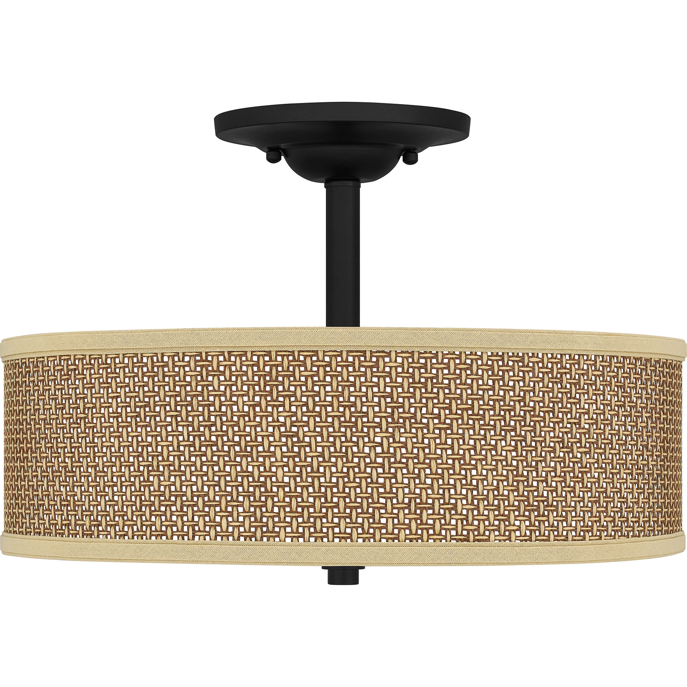 Zen 3 Light 17 inch Mystic Black Semi-Flush Mount Ceiling Light, Naturals