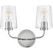 Kline 2 Light 14.25 inch Chrome Bath Wall Light in Clear