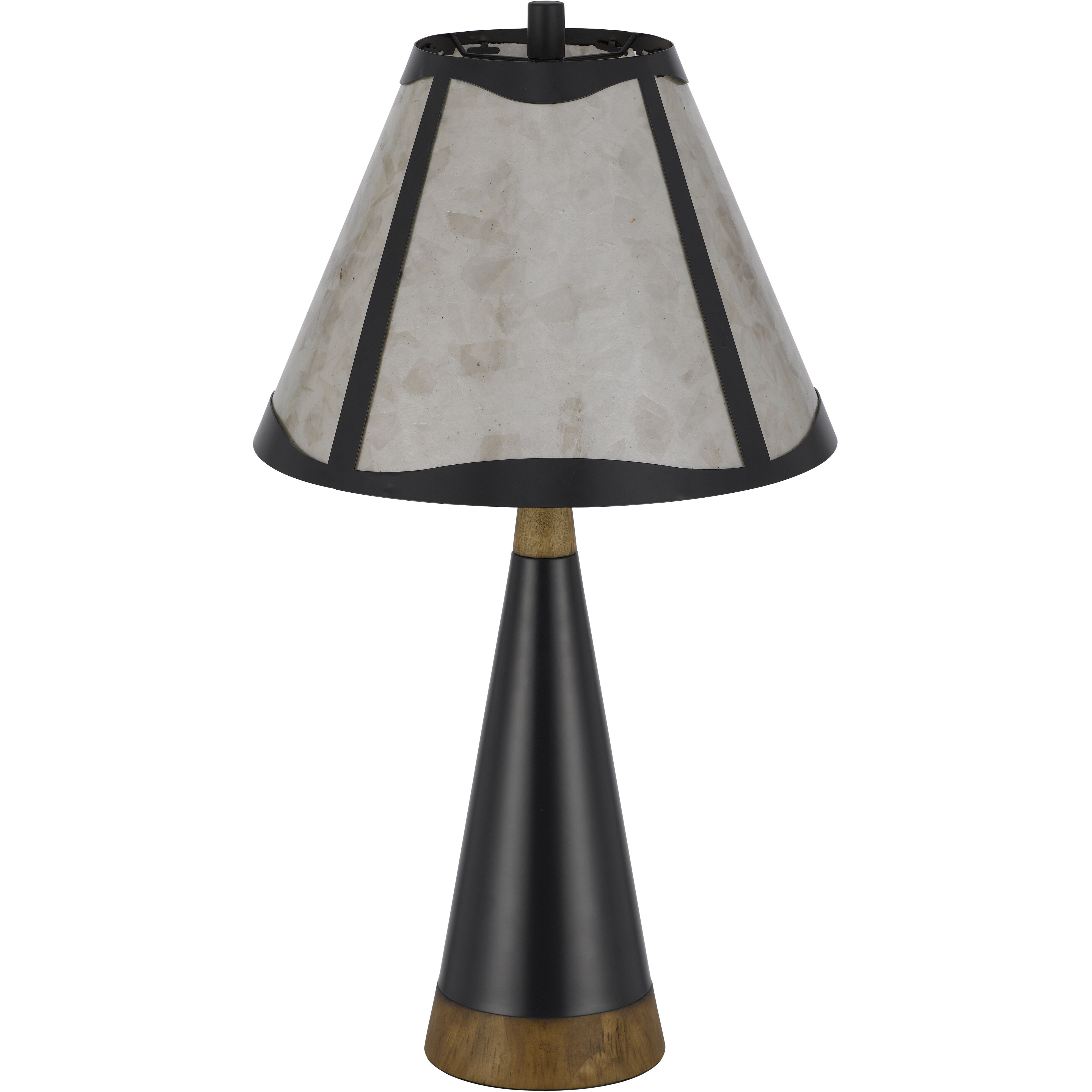 Clemente 30 inch 150.00 watt Mica with Black and Wood Table Lamp Portable Light