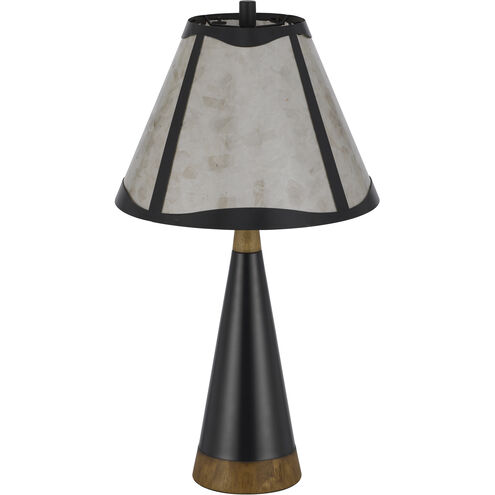 Clemente 30 inch 150.00 watt Mica with Black and Wood Table Lamp Portable Light