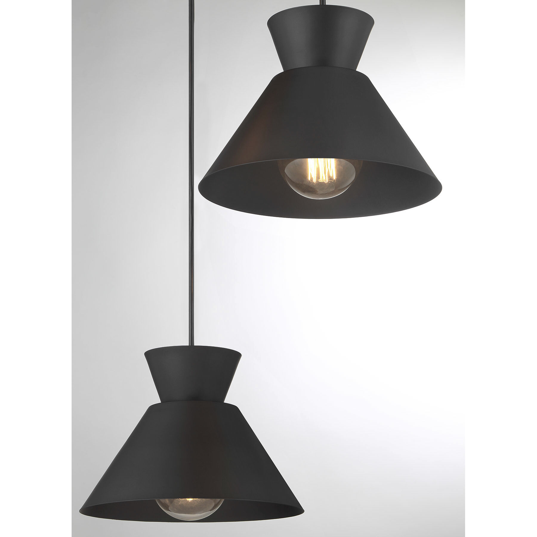 Mid-Century Modern 3 Light 19.5 inch Matte Black Multi-Point Chandelier Ceiling Light
