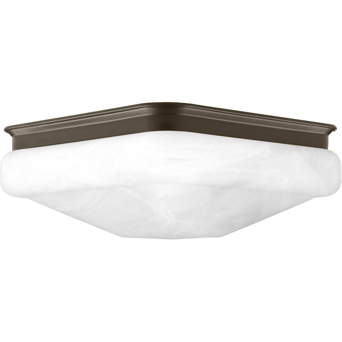 LED Square Glass FM LED 11.38 inch Antique Bronze Flush Mount Ceiling Light, Progress LED