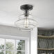 Everett 1 Light 9 inch Shiny Black with Chrome Finish Accents Semi-Flush Ceiling Light
