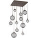 Gaia LED 36 inch Flat Bronze Multi-Pendant Ceiling Light in Smoke, 2700K LED