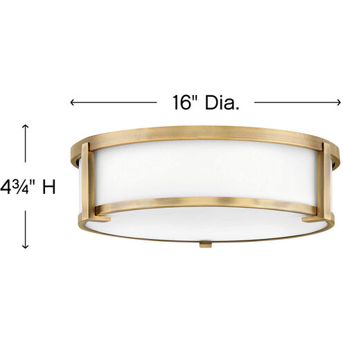 Lowell LED 16 inch Brushed Bronze Indoor Flush Mount Ceiling Light in Etched Opal