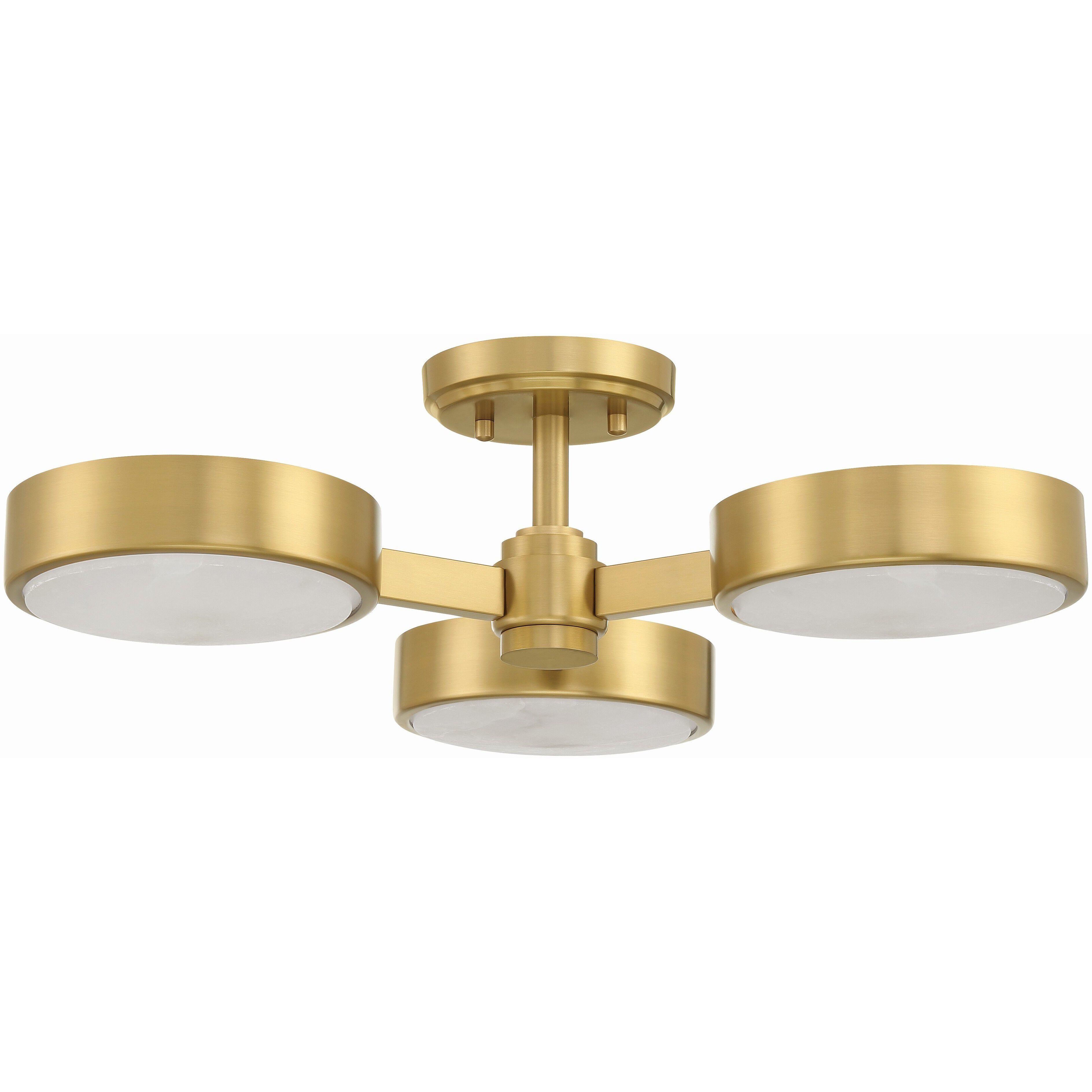 Orson 3 Light 22.5 inch Modern Gold Semi Flush Ceiling Light
