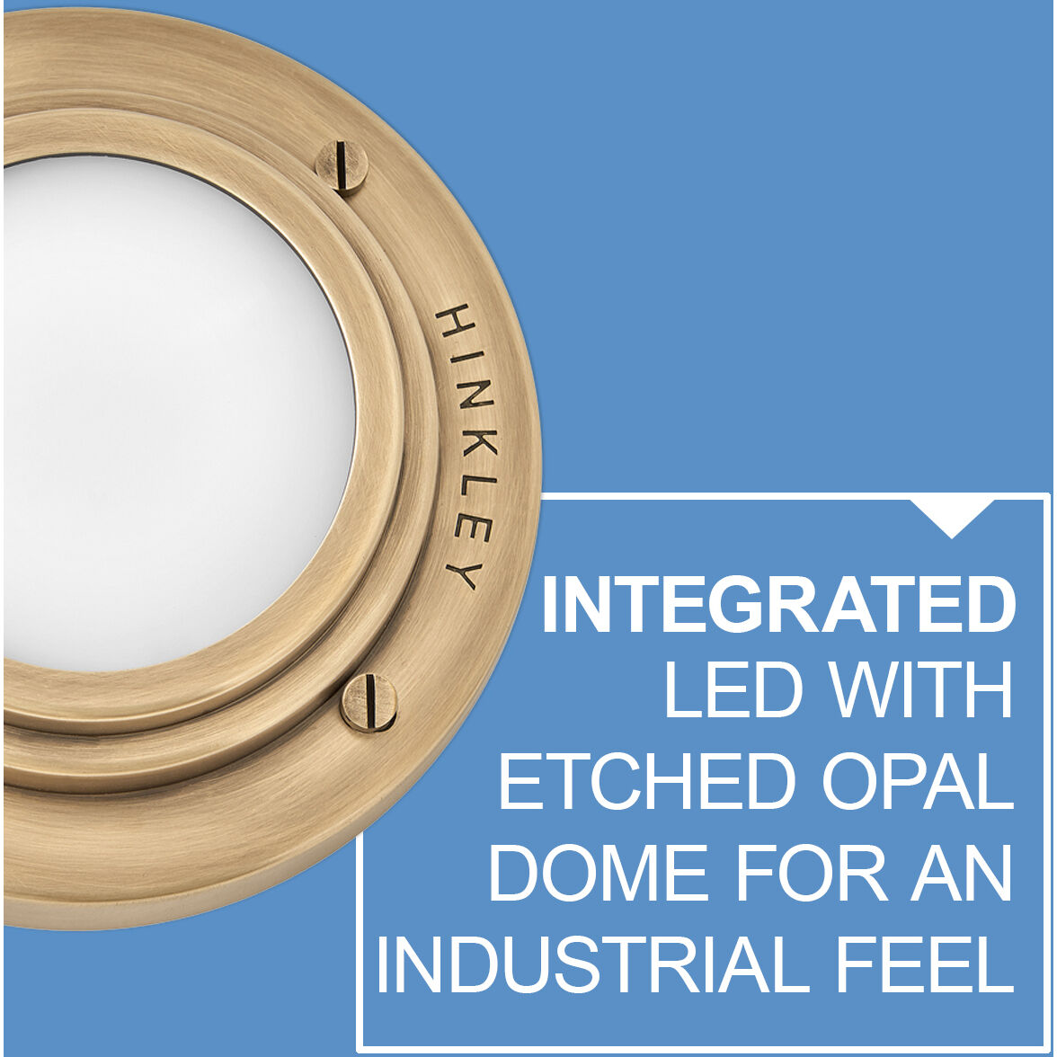 Porte LED 5.5 inch Heritage Brass Indoor Foyer Flush Mount Ceiling Light, Convertible to Sconce