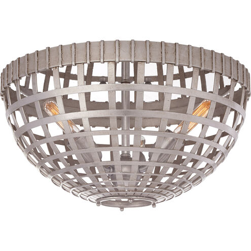 AERIN Mill Flush Mount Ceiling Light in Burnished Silver Leaf, Small