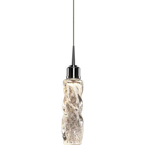 Aria LED 2 inch Chrome Pendant Ceiling Light in Clear Glass