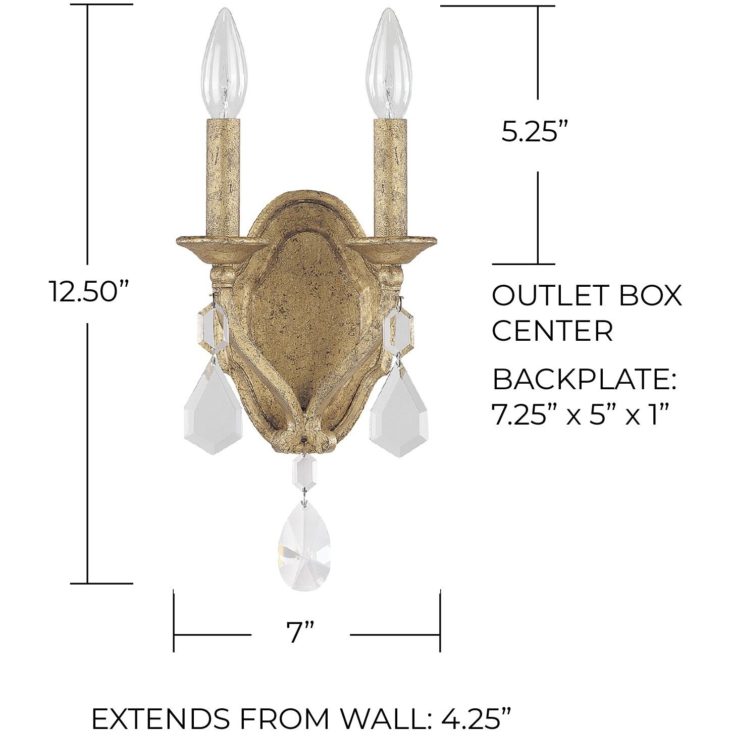 Blakely 2 Light 7 inch Antique Gold Sconce Wall Light in Included