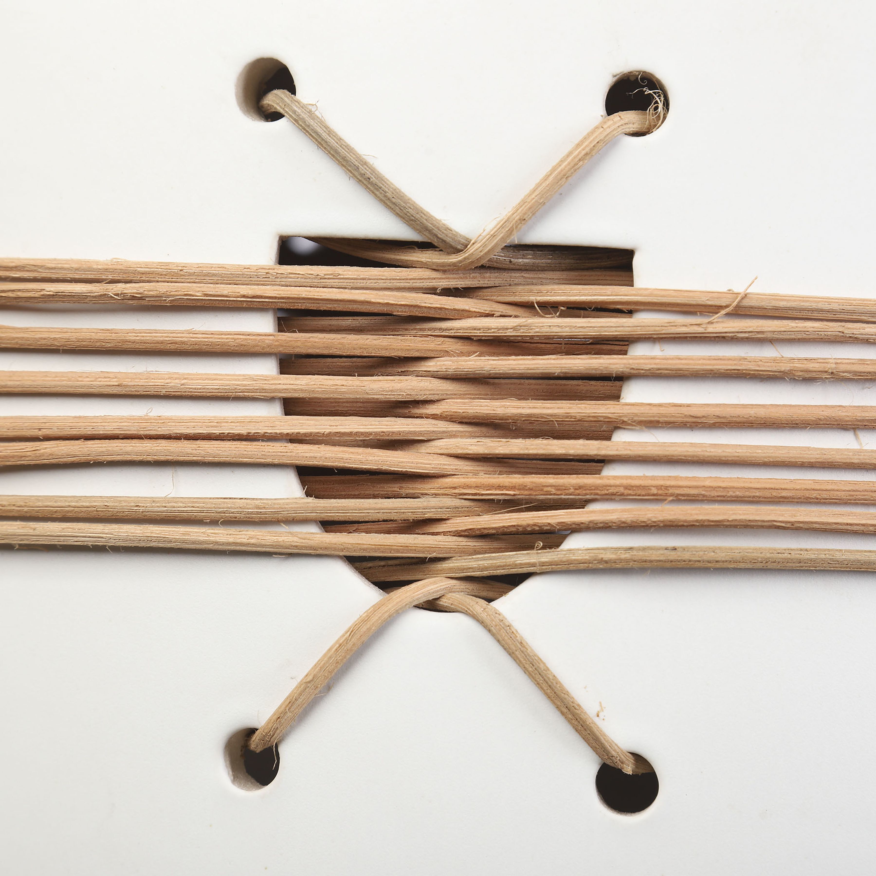 Sabira 17 inch White Glazed with Natural Accent Stool