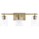 Greyson 3 Light 24.5 inch Aged Brass Vanity Light Wall Light