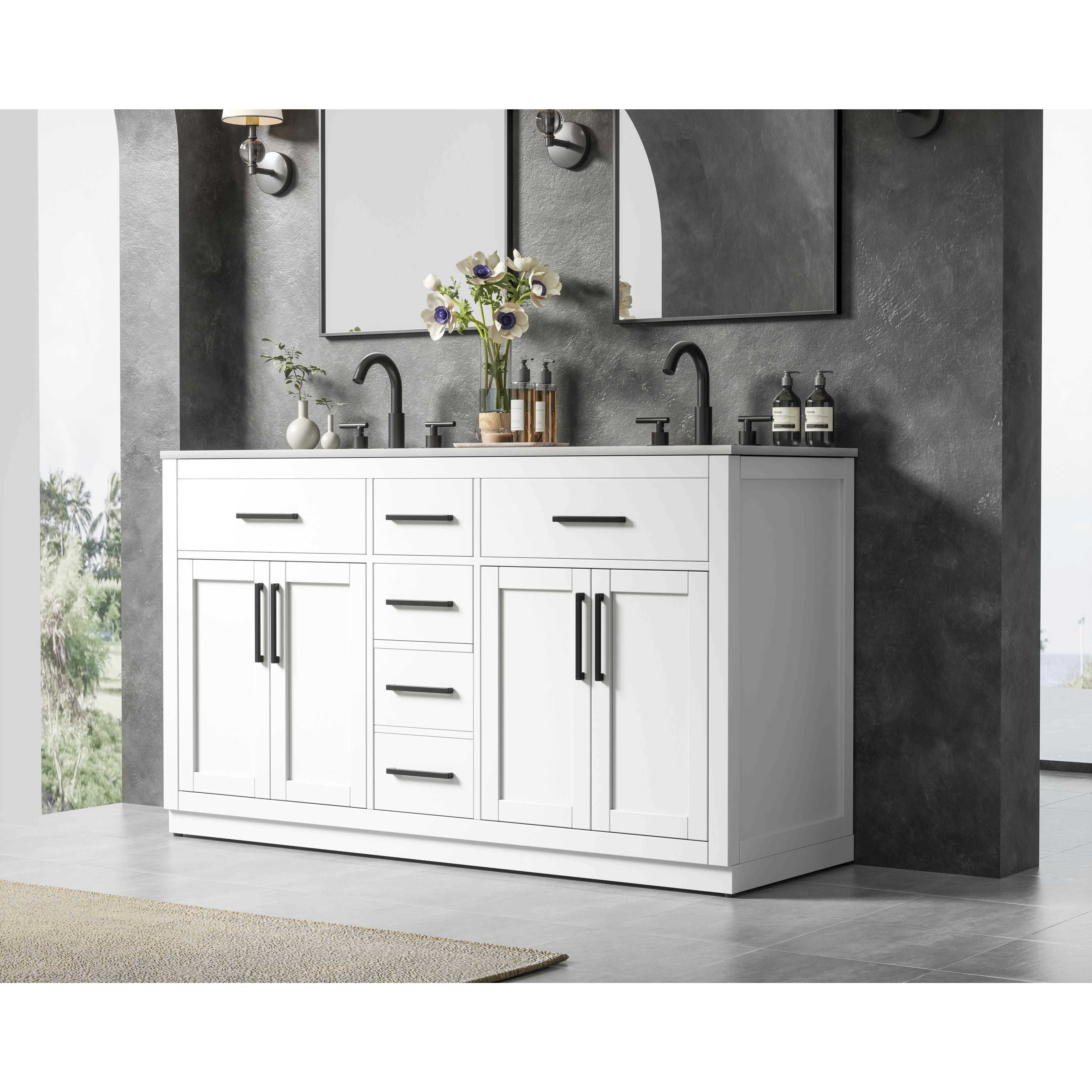 Alden 60 X 35 inch White Bathroom Vanity Cabinet