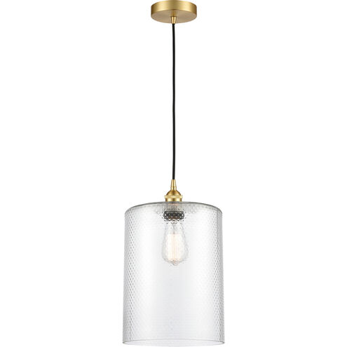 Edison Cobbleskill LED 9 inch Satin Gold Mini Pendant Ceiling Light in Clear Glass