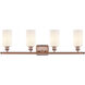 Ballston Clymer 4 Light 36 inch Antique Copper Bath Vanity Light Wall Light in Matte White Glass, Ballston