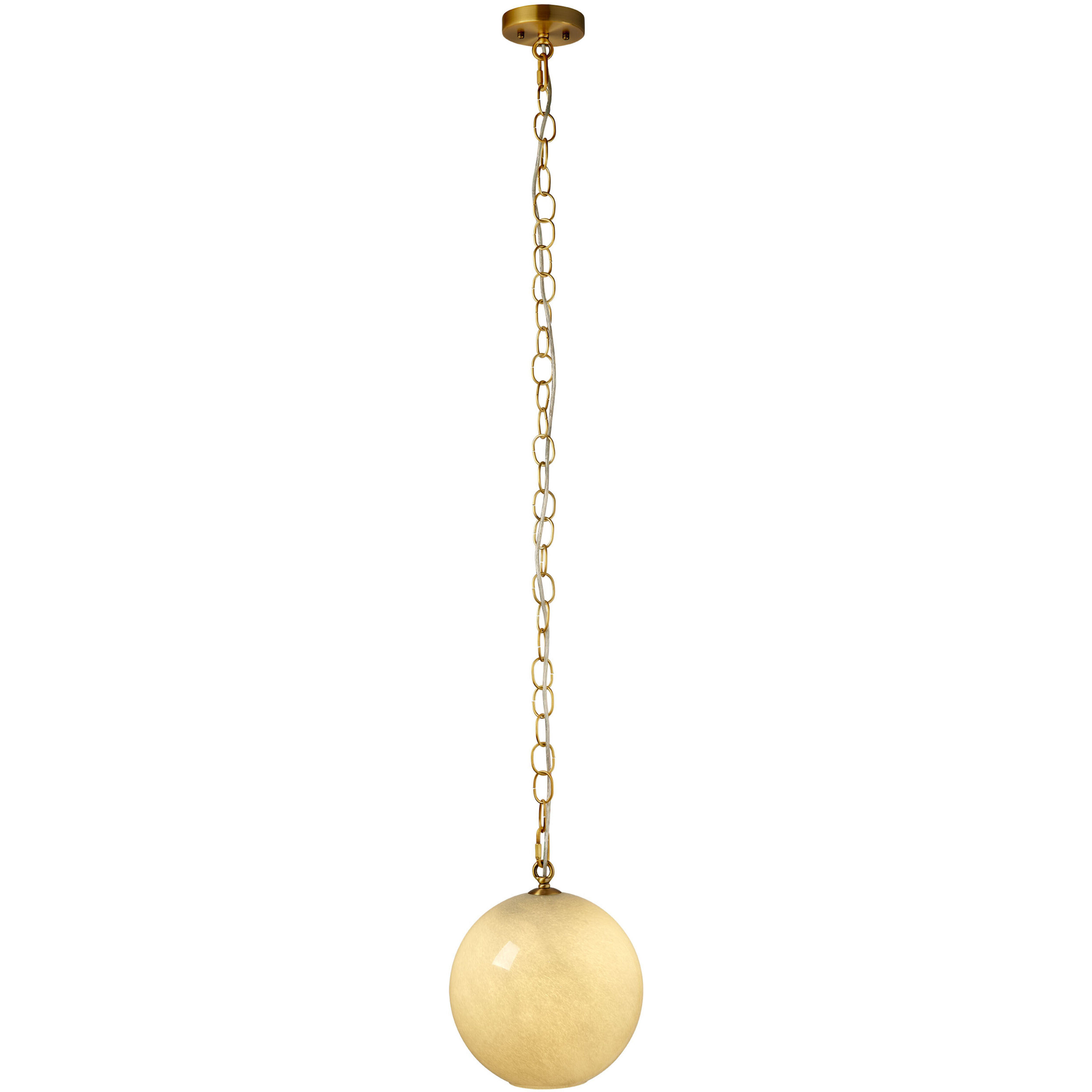 Camber 1 Light 11.5 inch Brass Pendant Ceiling Light in Blue Mouth-Blown Glass