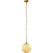 Camber 1 Light 11.5 inch Brass Pendant Ceiling Light in Blue Mouth-Blown Glass