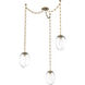 Meteo LED 17 inch Gilded Brass Swag Multi-Pendant Ceiling Light in 3000K LED, Geo Inner - Clear Outer, Diamond Chain