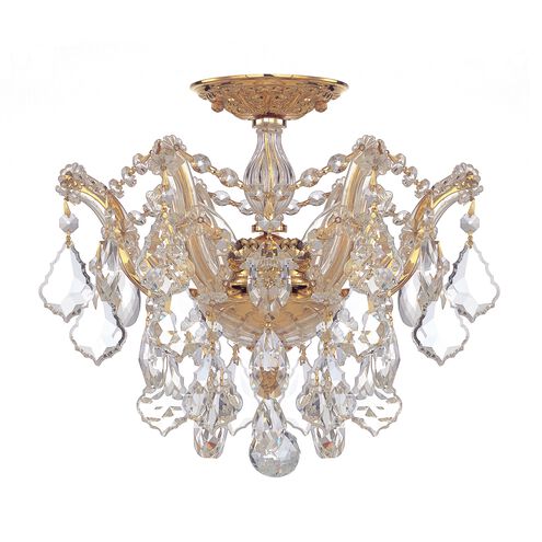 Maria Theresa 3 Light 13.5 inch Gold Semi Flush Ceiling Light in Clear Hand Cut