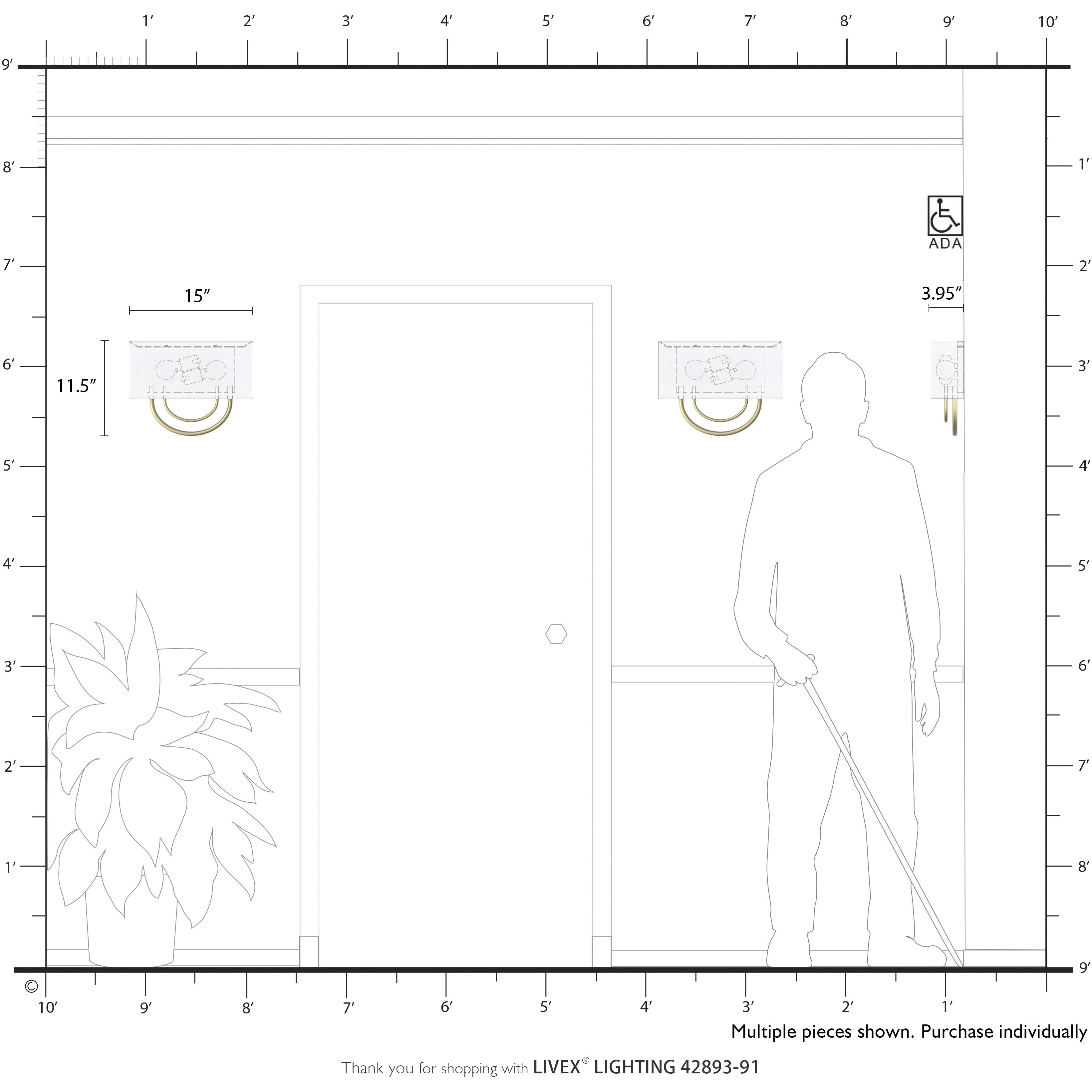 Stratton 2 Light 15 inch Brushed Nickel ADA Wall Sconce Wall Light