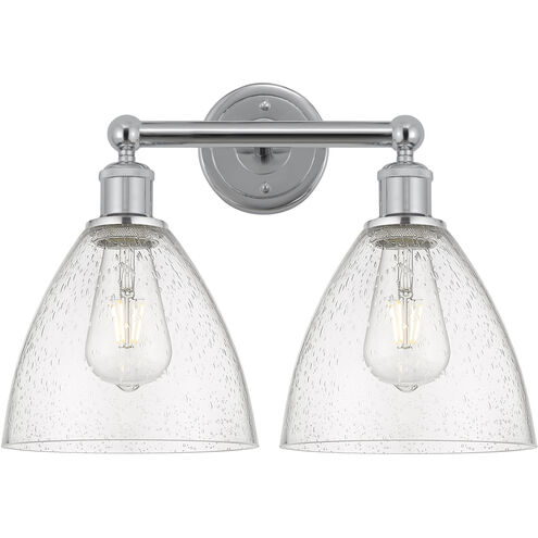 Edison Bristol Glass 2 Light 17 inch Polished Chrome Bath Vanity Light Wall Light in Seedy Glass