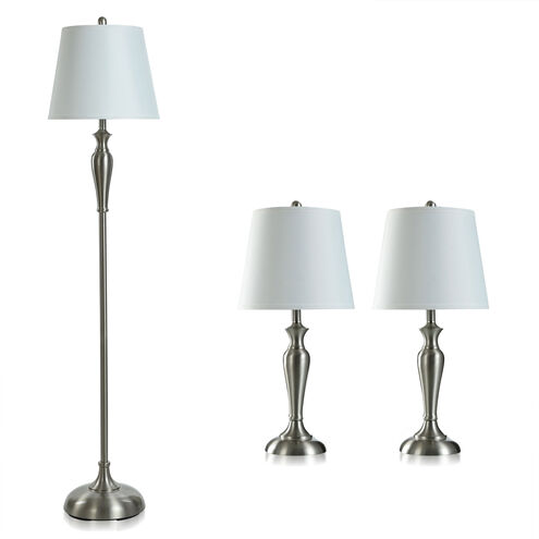 Cameron 61 inch 100.00 watt Brushed Steel/White Lamp Set Portable Light, Set of 3