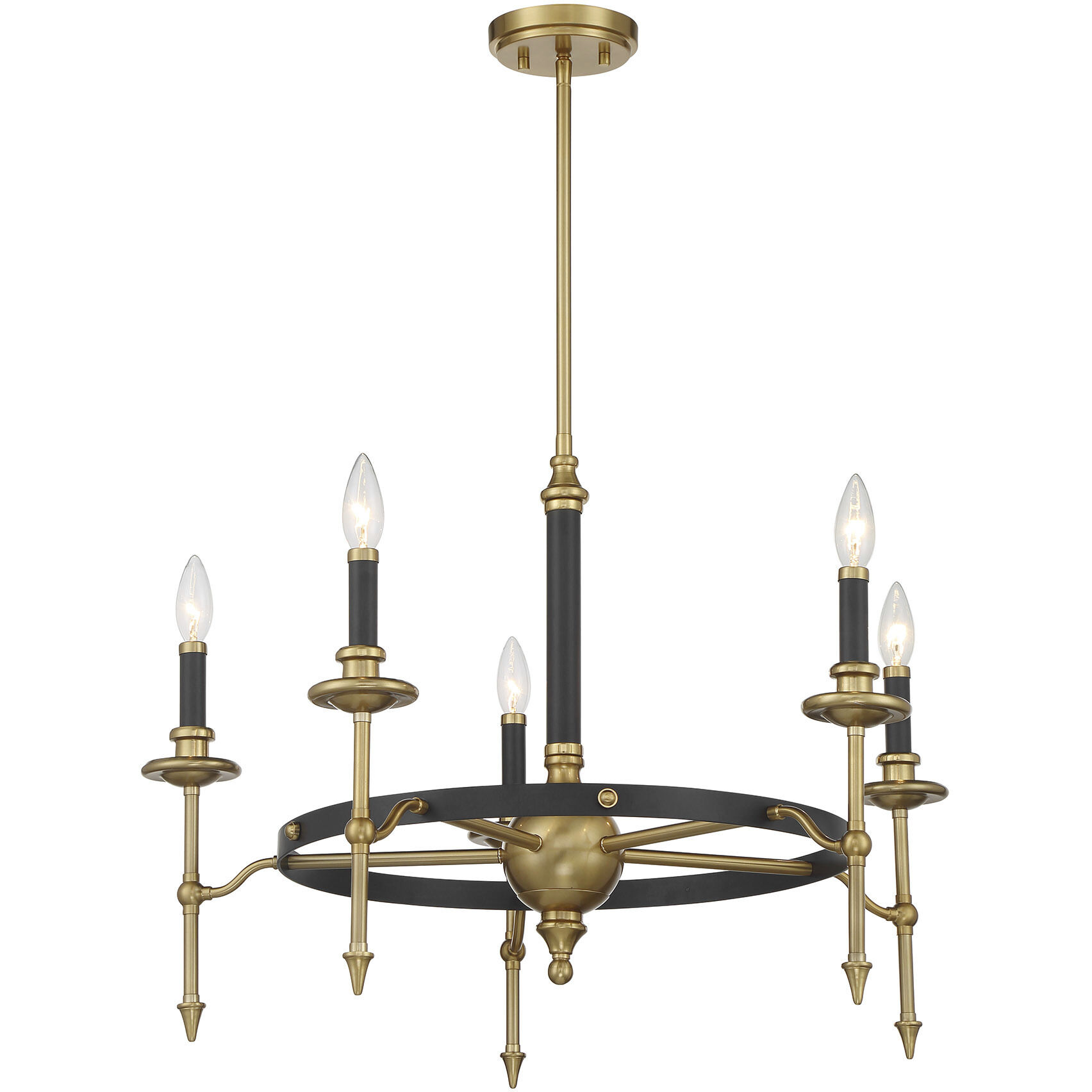 Consulate 5 Light 28 inch Matte Black and Warm Brass Chandelier Ceiling Light