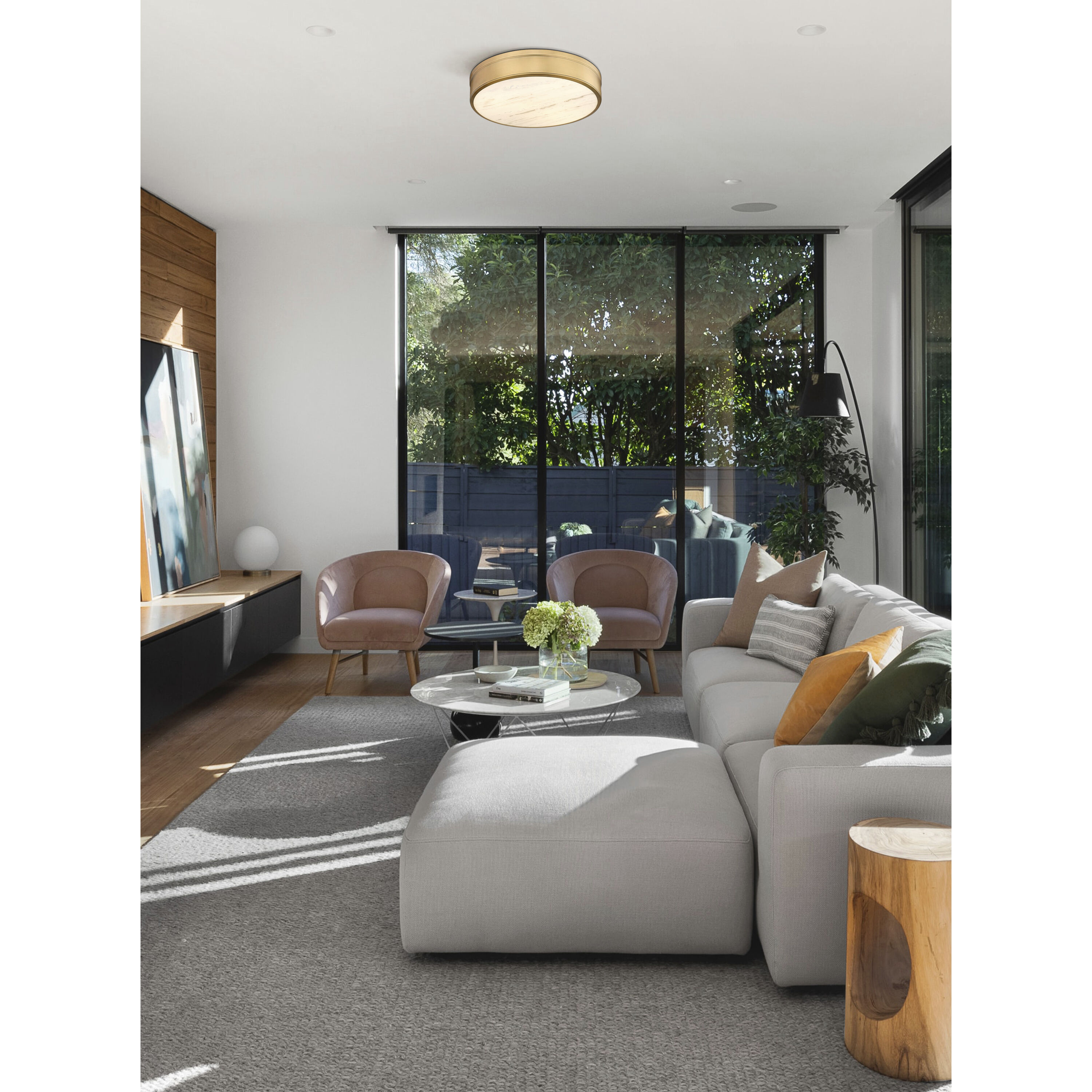 Anders LED 22 inch Rubbed Brass Flush Mount Ceiling Light