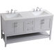Aubrey 60 X 22 X 34 inch Grey and Brushed Nickel with Calacatta Quartz Vanity Sink Set