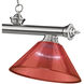 Cordon 3 Light 57 inch Brushed Nickel Billiard Ceiling Light in Red Plastic