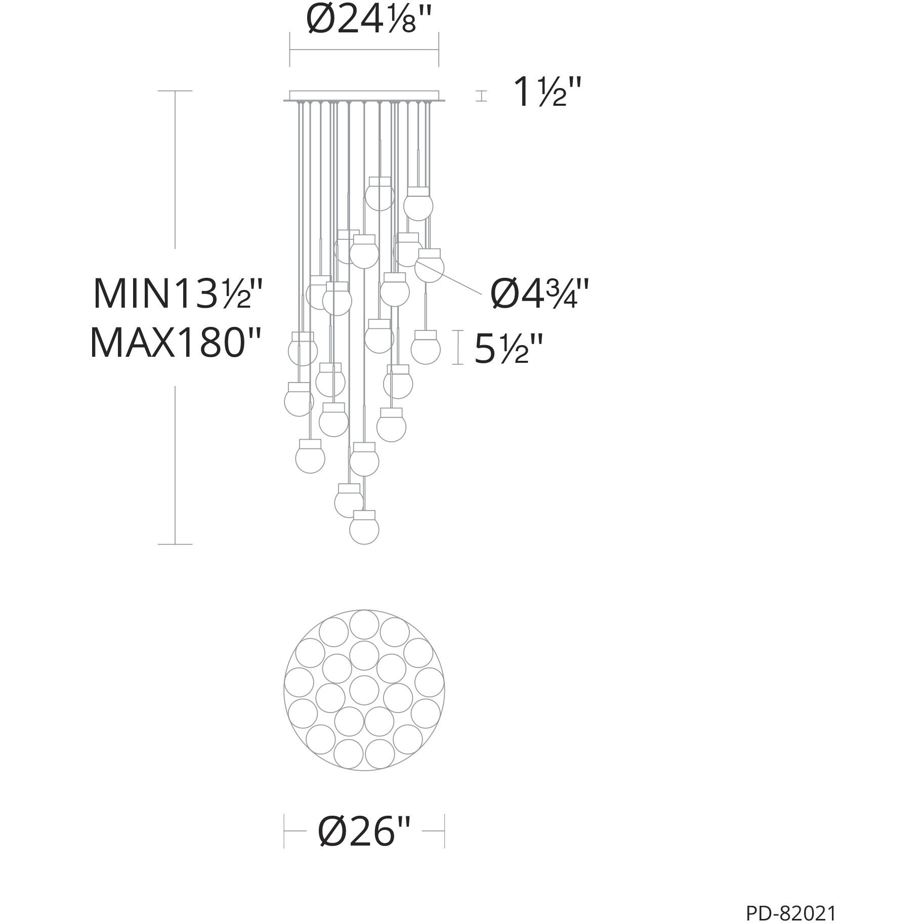 Double Bubble 21 Light 26 inch Black Multi-Light Pendant Ceiling Light