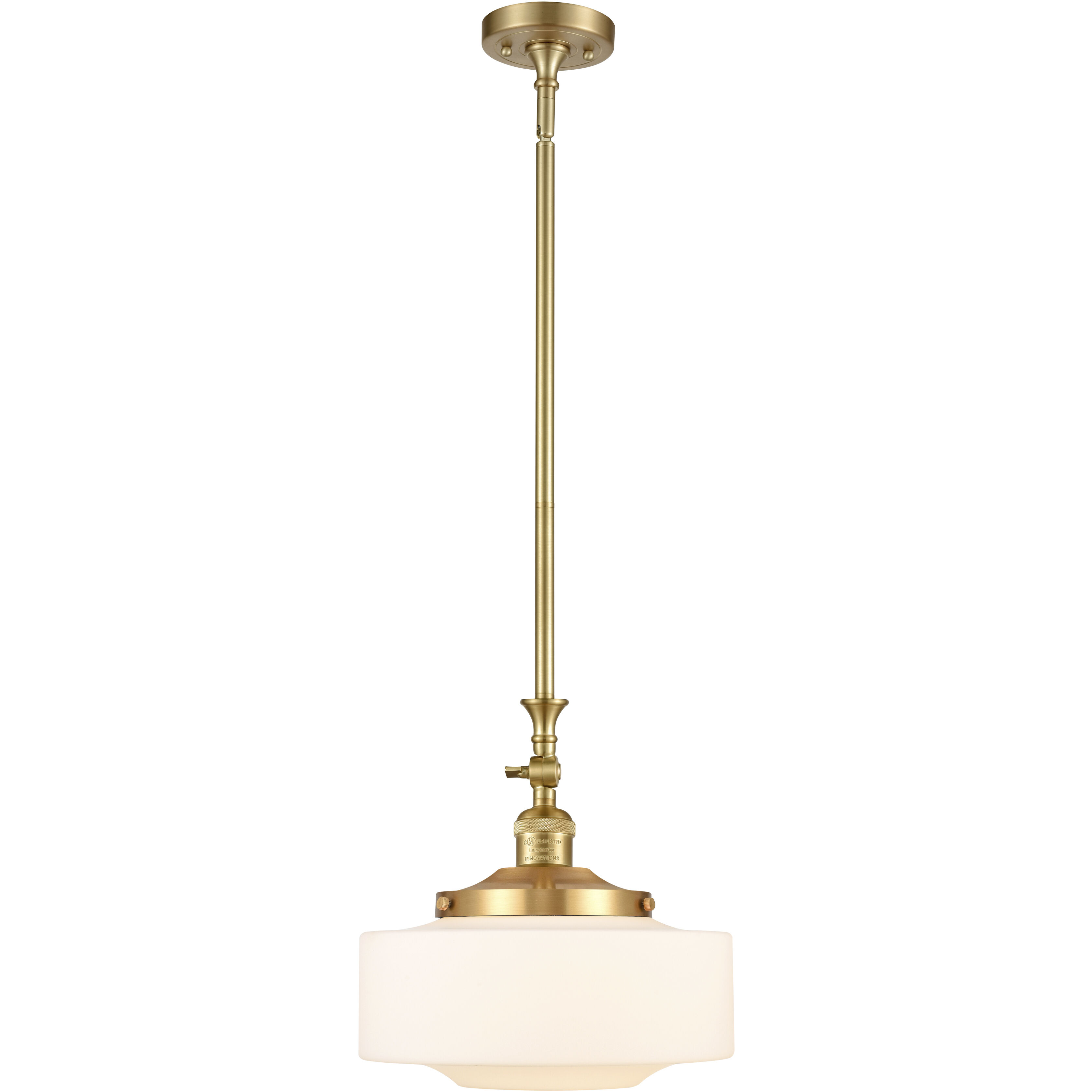 Franklin Restoration Bridgeton 1 Light 12 inch Satin Gold Mini Pendant Ceiling Light in Incandescent, Matte White
