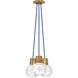 Sean Lavin Mina LED 9 inch Natural Brass Line-Voltage Pendant Ceiling Light in 3, LED 90 CRI 3000K, Blue Cord
